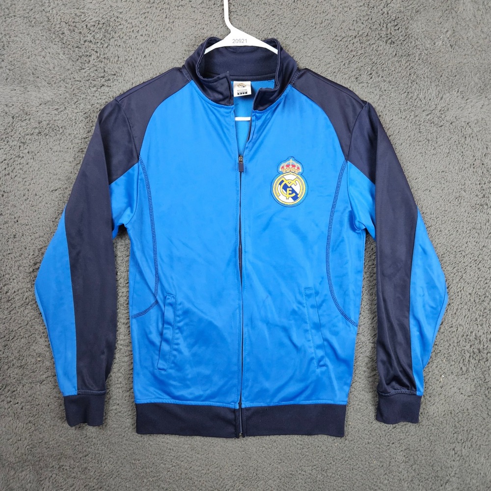 Real Madrid CF Mens Small Blue Navy Full Zip‎ Soccer Track Jacket Training Top